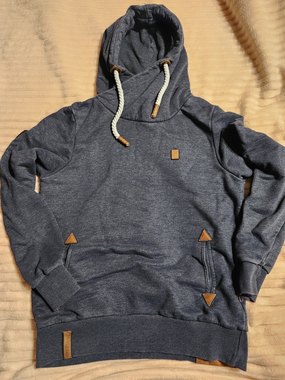 Naketano Men's Heather Navy Hooded Sweatshirt with Contrast Trim